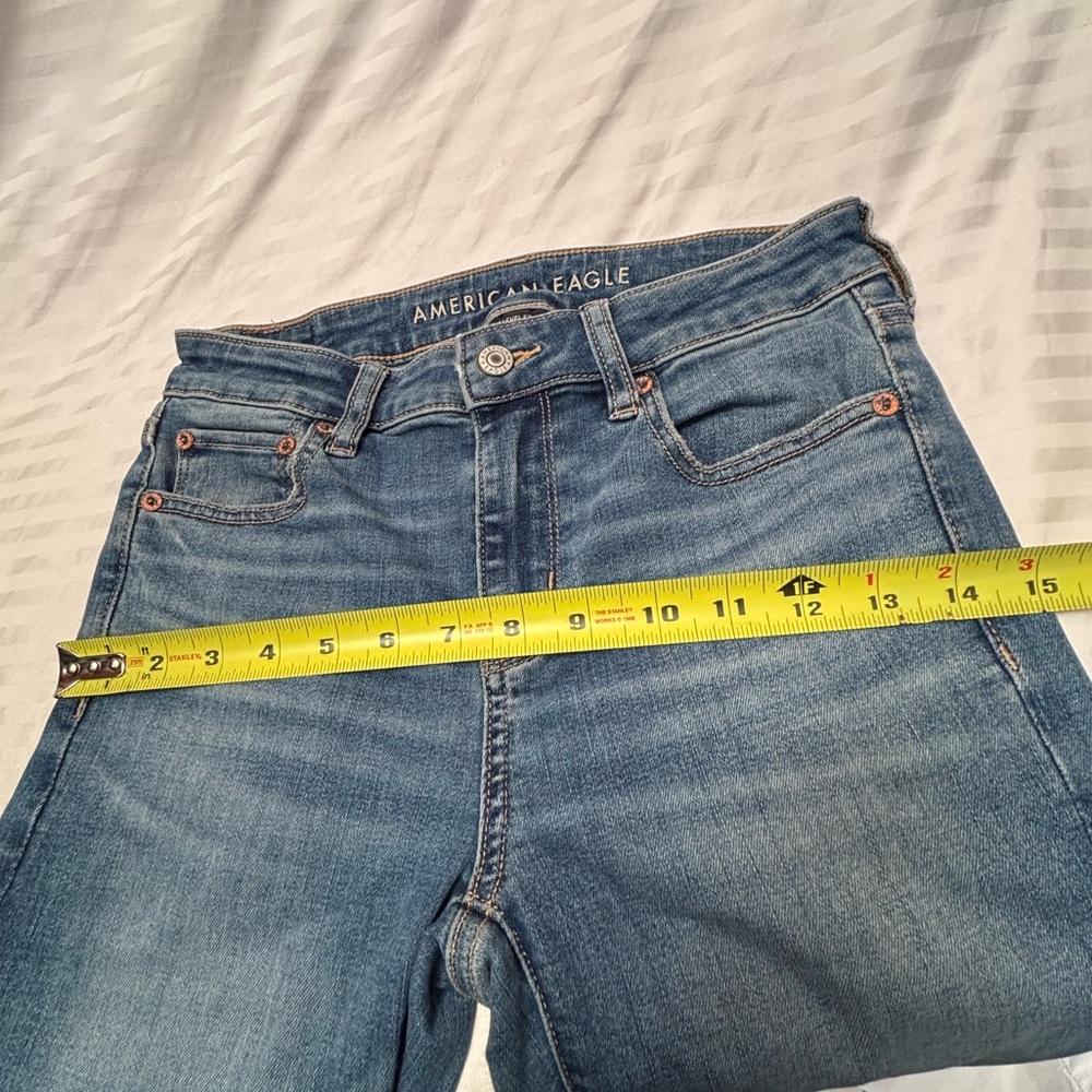 American Eagle Jeans 4 Short Festival Flare Blue Next Level Stretch Petite - Picture 10 of 15
